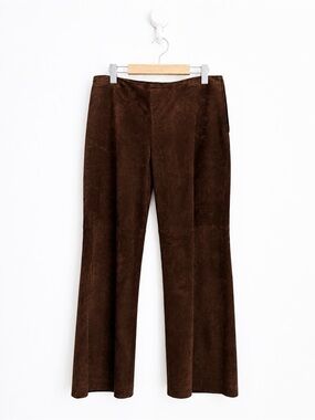 Danier - Chocolate Brown Suede Leather Bootcut Pants - Size 10